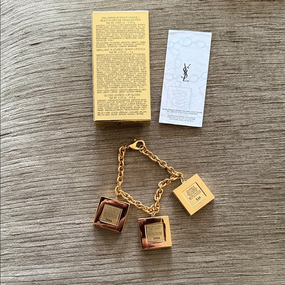 RARE YSL Yves Saint Laurent COUTURE Gold Charm Bracelet - Picture 3 of 10